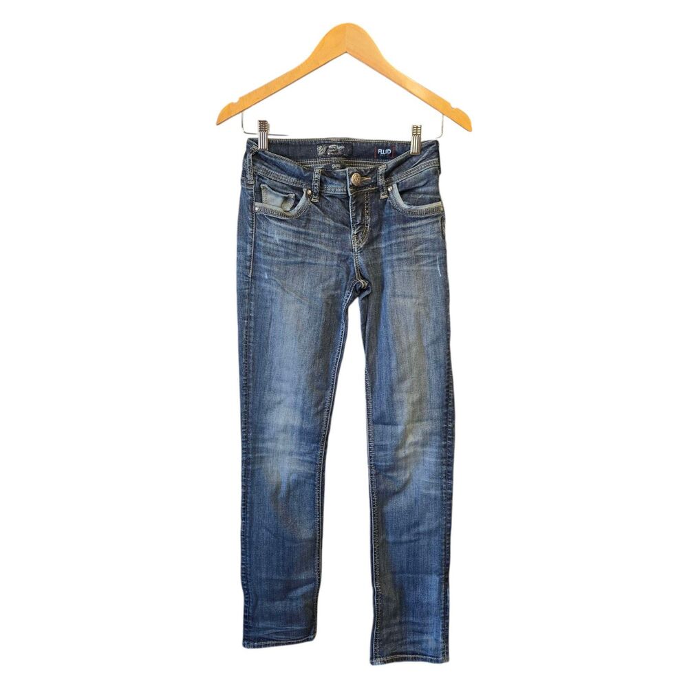 Silver Fluid Denim Jeans Suki‎ Mid Rise Straight 26/32 Jeans